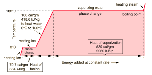 A graph of the phase changes of water.